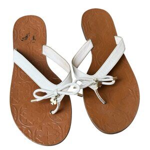 Kate Spade White Charles Leather Bow Thong Sandals Flip Flops Women Size 8.5